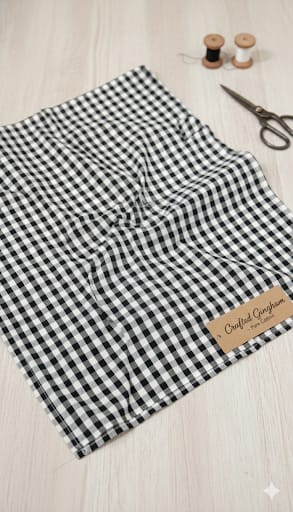 Cotton Checks Fabric  -  Black