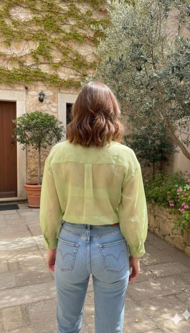 Patch &amp; Kantha Work Top - Light Green