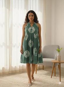 Tie-Dye Women Dress - Green