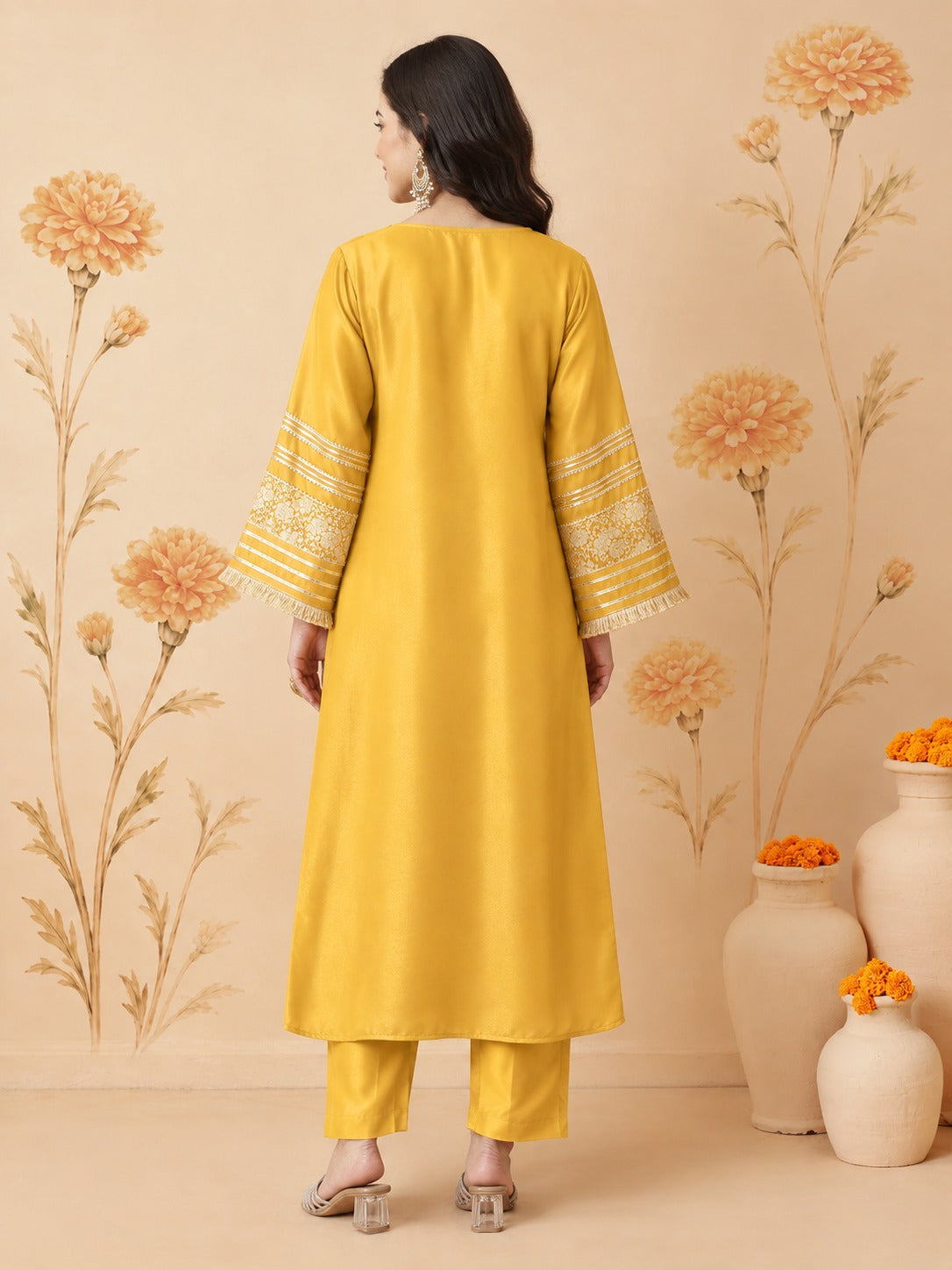 Banarasi  Kurta Set - Yellow