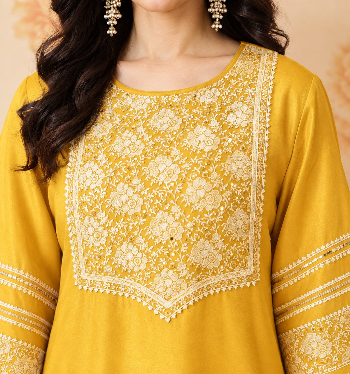 Banarasi  Kurta Set - Yellow