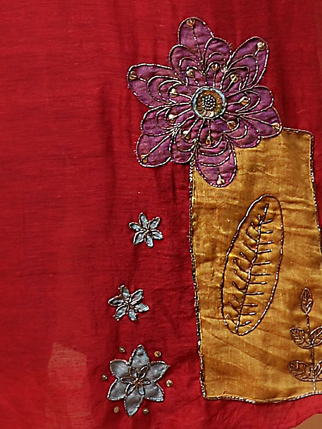 Aari Zardozi & Patch Work Men Kurta Set - Red - Charkha TalesAari Zardozi & Patch Work Men Kurta Set - Red