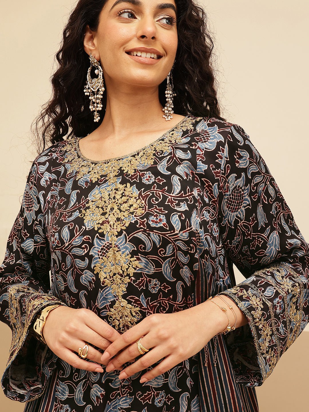 Ajrakh Women Co - ord Set - Blue - Charkha TalesAjrakh Women Co - ord Set - Blue