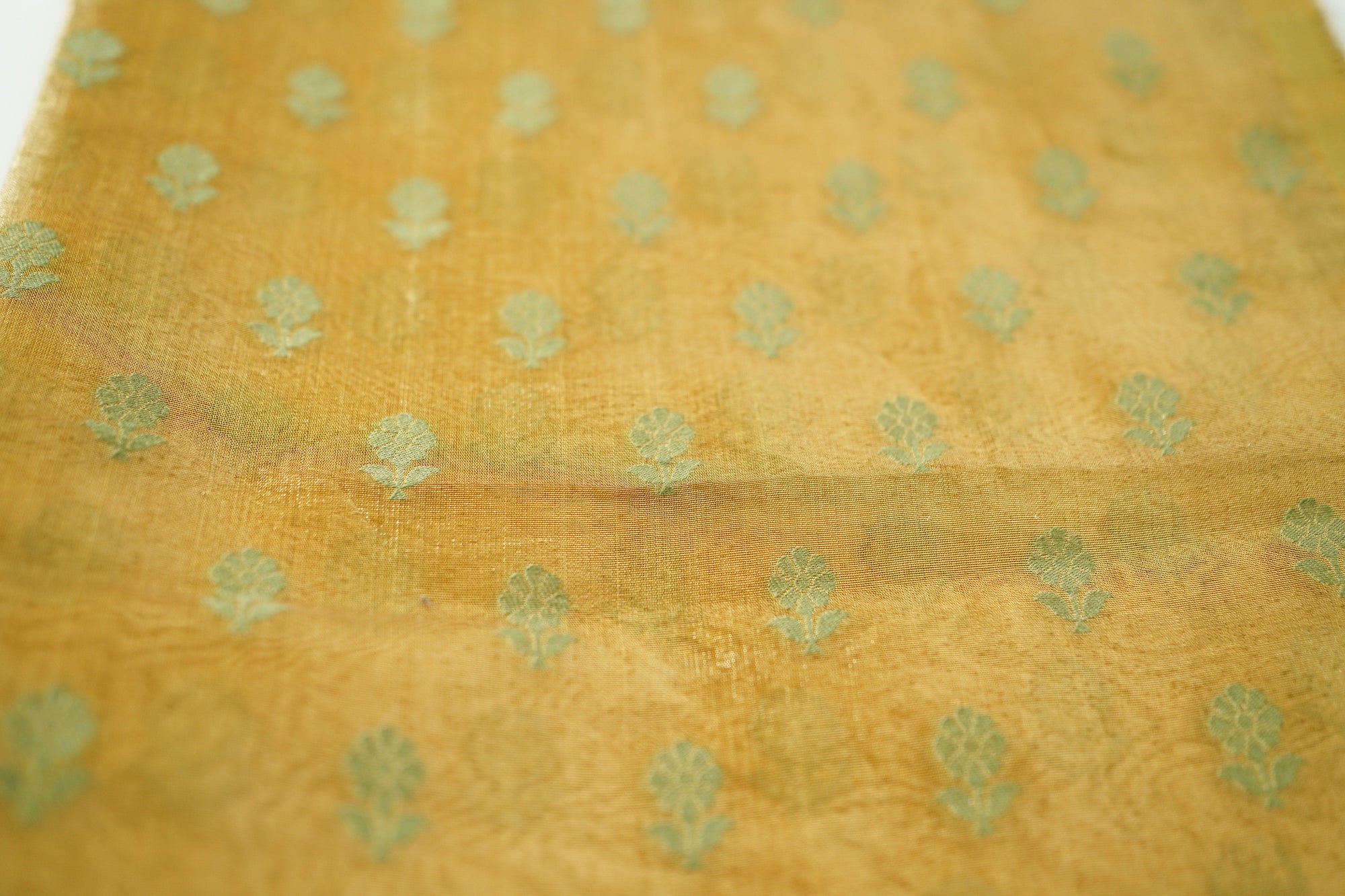 Banarasi Butta Fabric - Yellow - Charkha TalesBanarasi Butta Fabric - Yellow