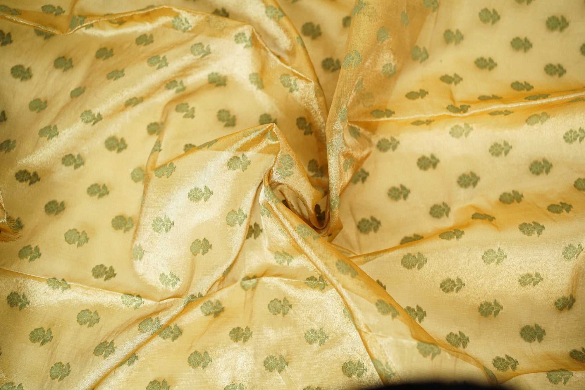 Banarasi Butta Fabric - Yellow - Charkha TalesBanarasi Butta Fabric - Yellow