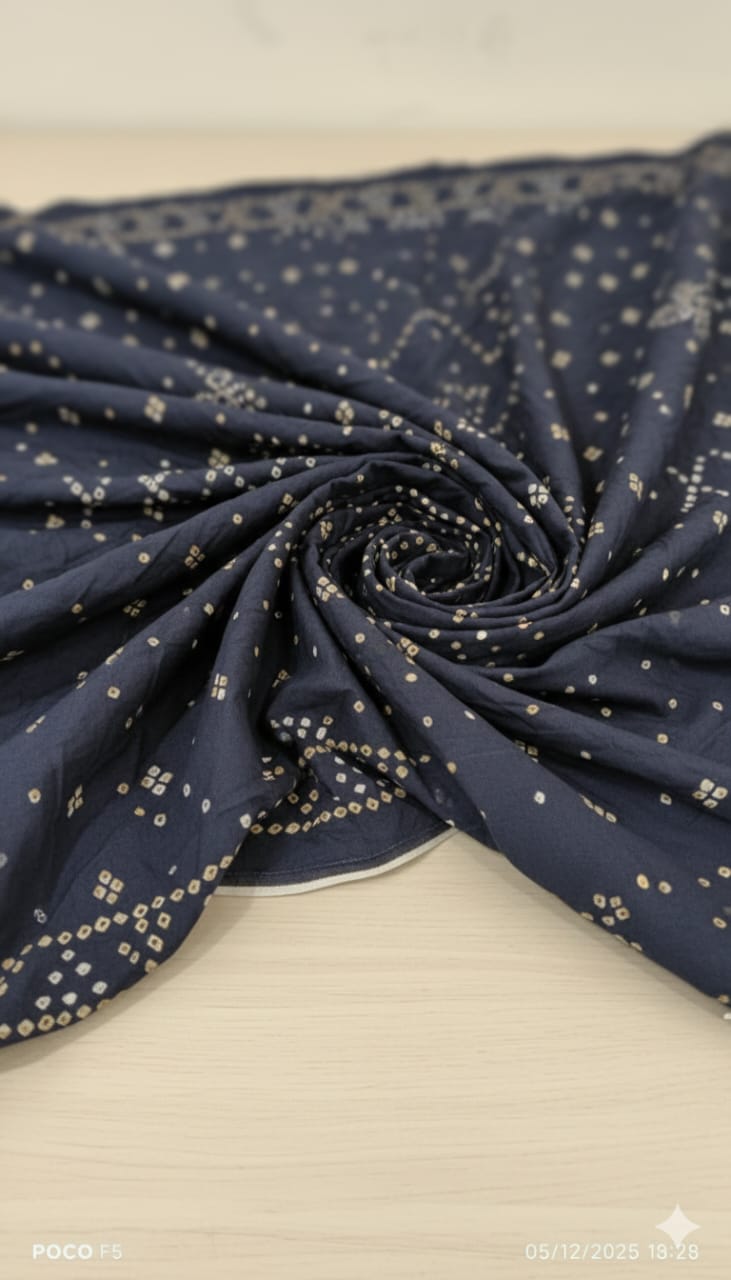 Bandhej Crush Cotton Fabric - Black image 1