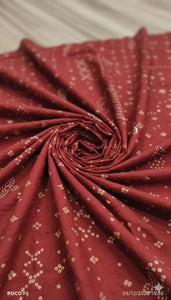 Bandhej Crush Cotton Fabric - Maroon