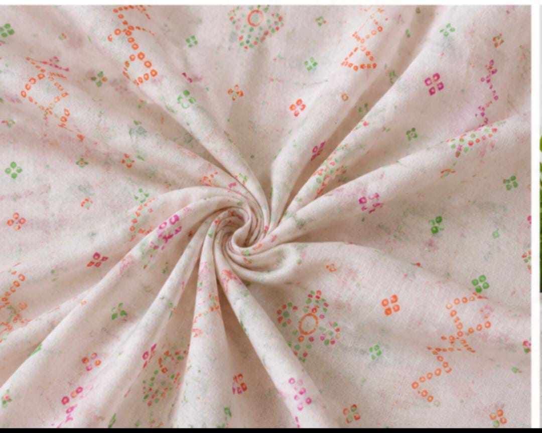 Bandhej Inspired Print Fabric - Off-White - Charkha TalesBandhej Inspired Print Fabric - Off-White