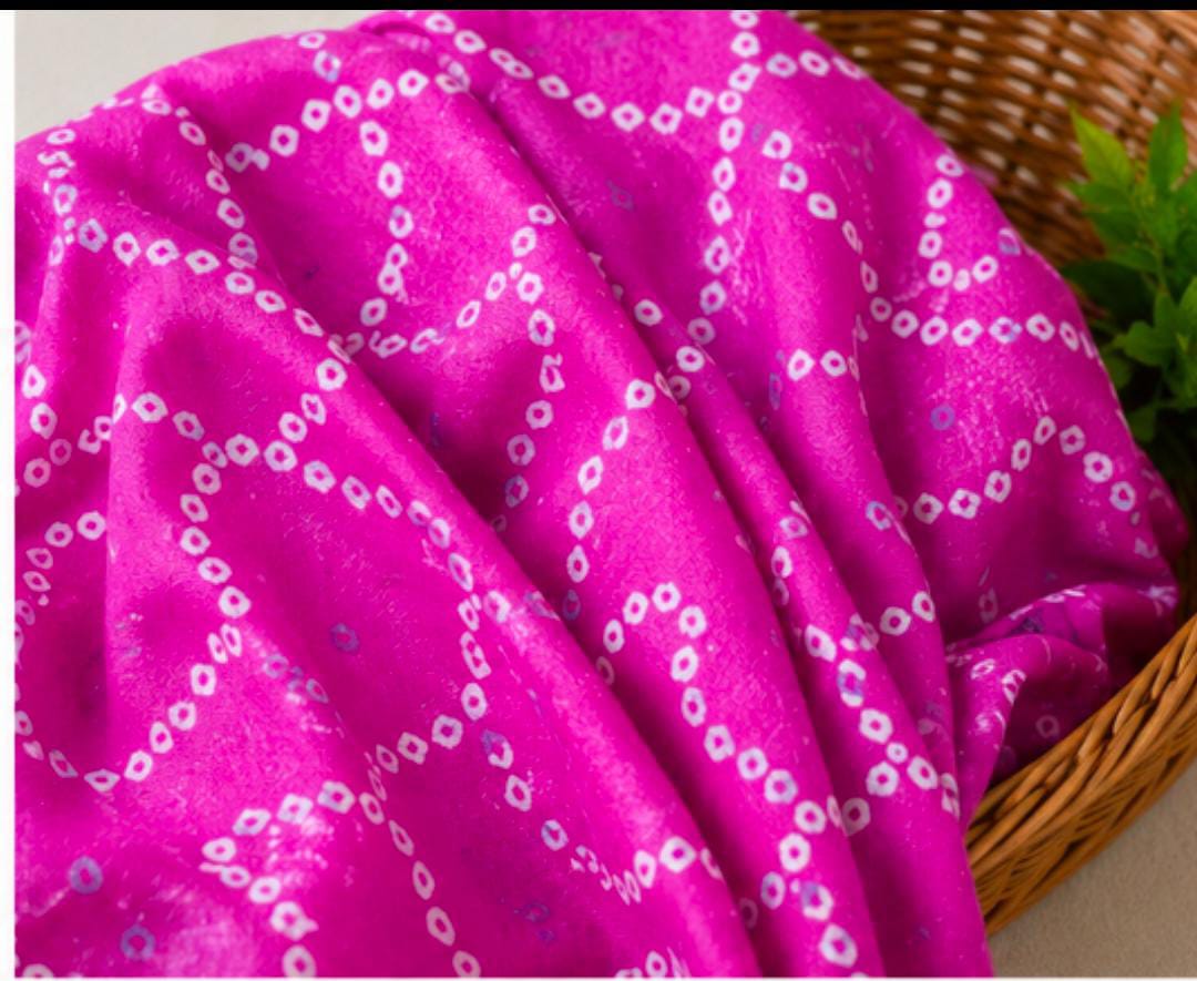 Bandhej Inspired Print Fabric - Pink - Charkha TalesBandhej Inspired Print Fabric - Pink