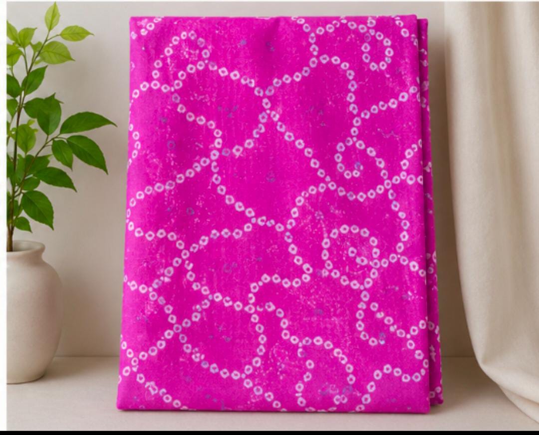 Bandhej Inspired Print Fabric - Pink - Charkha TalesBandhej Inspired Print Fabric - Pink