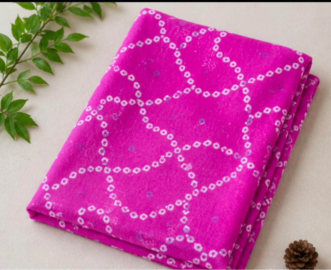 Bandhej Inspired Print Fabric - Pink - Charkha TalesBandhej Inspired Print Fabric - Pink
