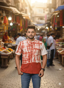 Bandhej Men Shirt - Red