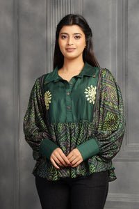 Bandhni Women Top  -  Green...