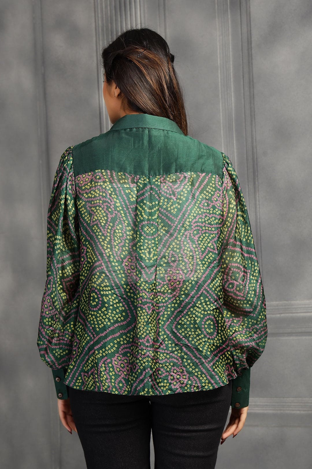 Bandhni Women Top - Green - Charkha TalesBandhni Women Top - Green