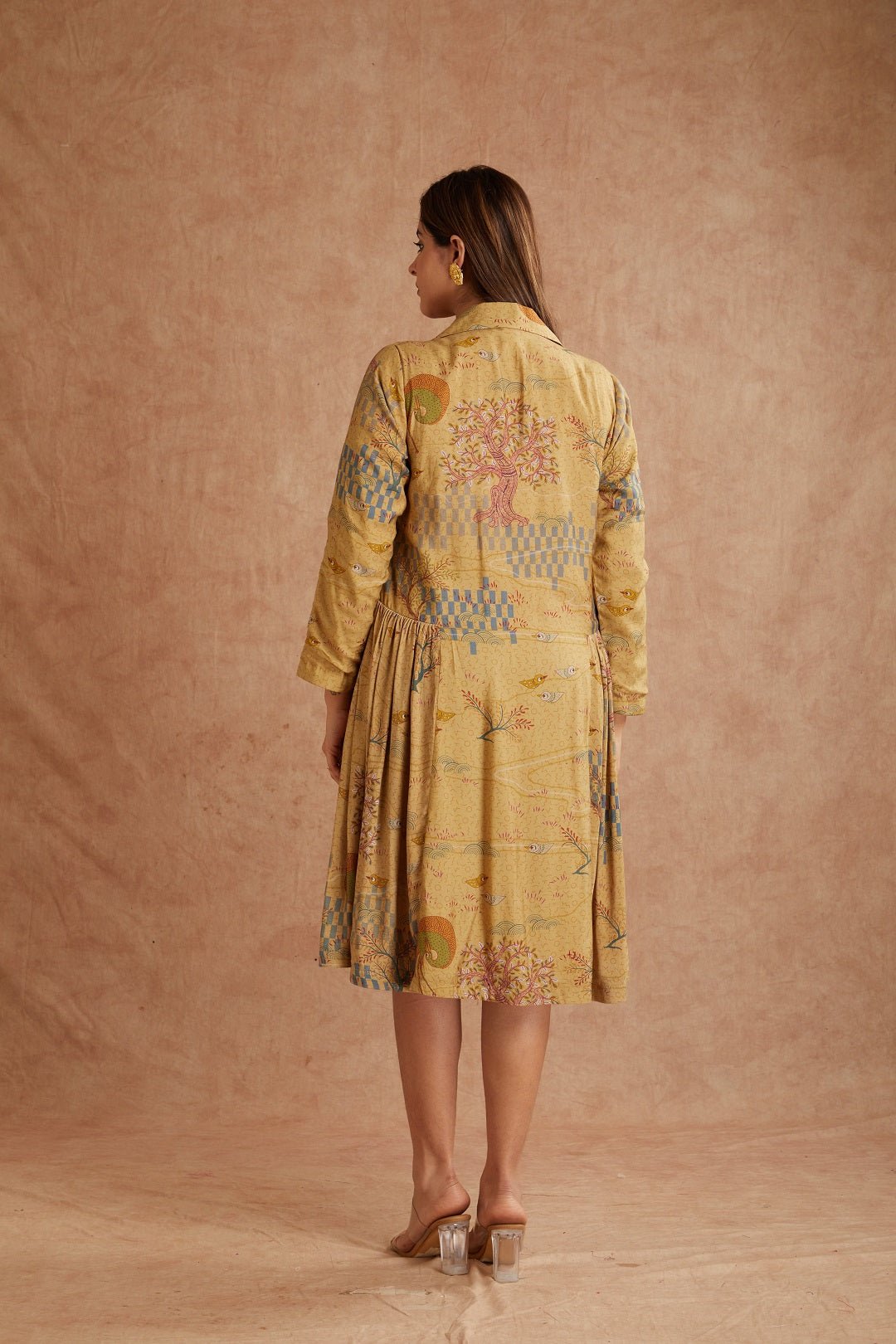 Beige Beads Work Women Dress - Charkha TalesBeige Beads Work Women Dress