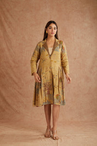 Beige Beads Work Women Dress