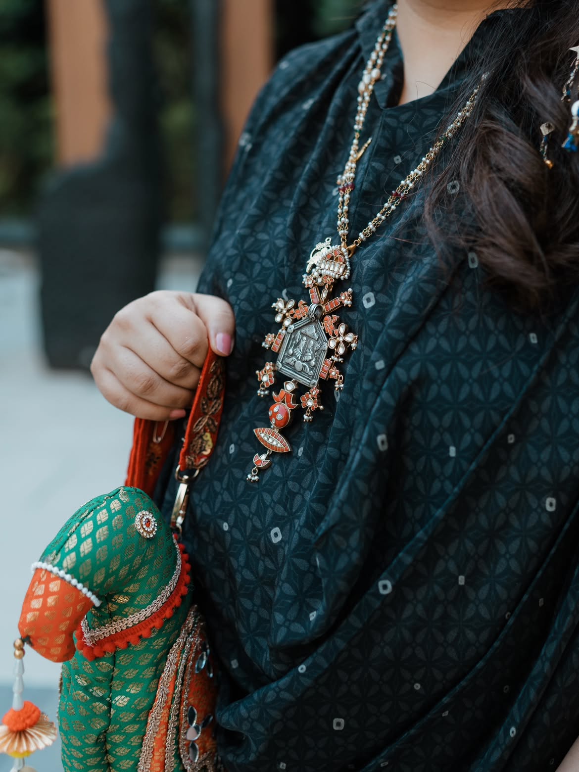 Black Kalighat Indian Print Dress - Charkha TalesBlack Kalighat Indian Print Dress