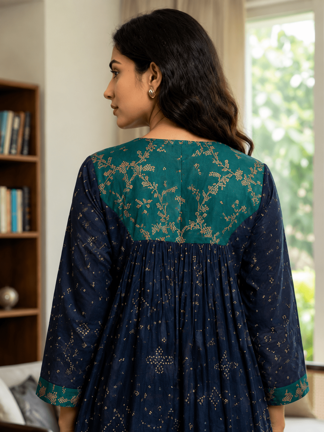 Blue Bandhani Indian Print Kurta Set - Charkha TalesBlue Bandhani Indian Print Kurta Set