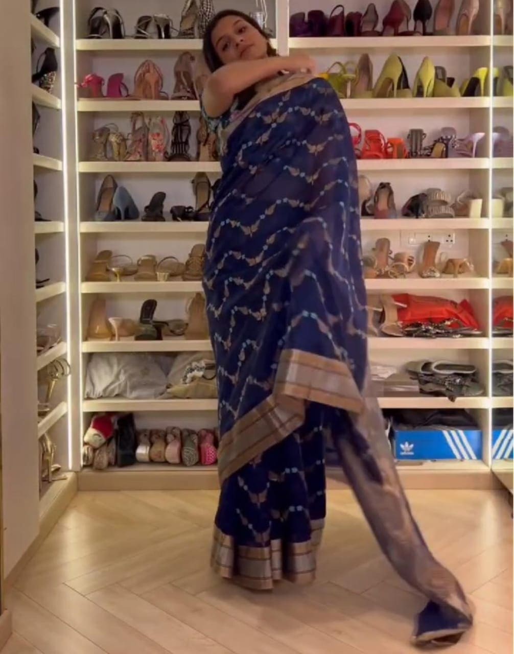 Blue Chanderi Saree - Charkha TalesBlue Chanderi Saree