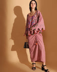 Blush Pink Gond Artwork Top & Skirt - Charkha TalesBlush Pink Gond Artwork Top & Skirt