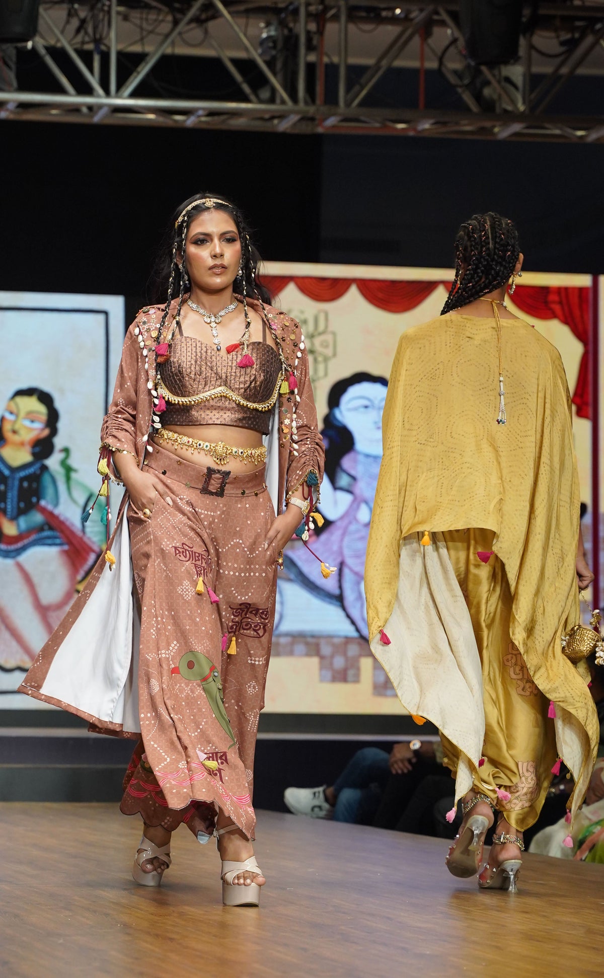Brown Kalighat Indian Print Co-Ord Set - Charkha TalesBrown Kalighat Indian Print Co-Ord Set