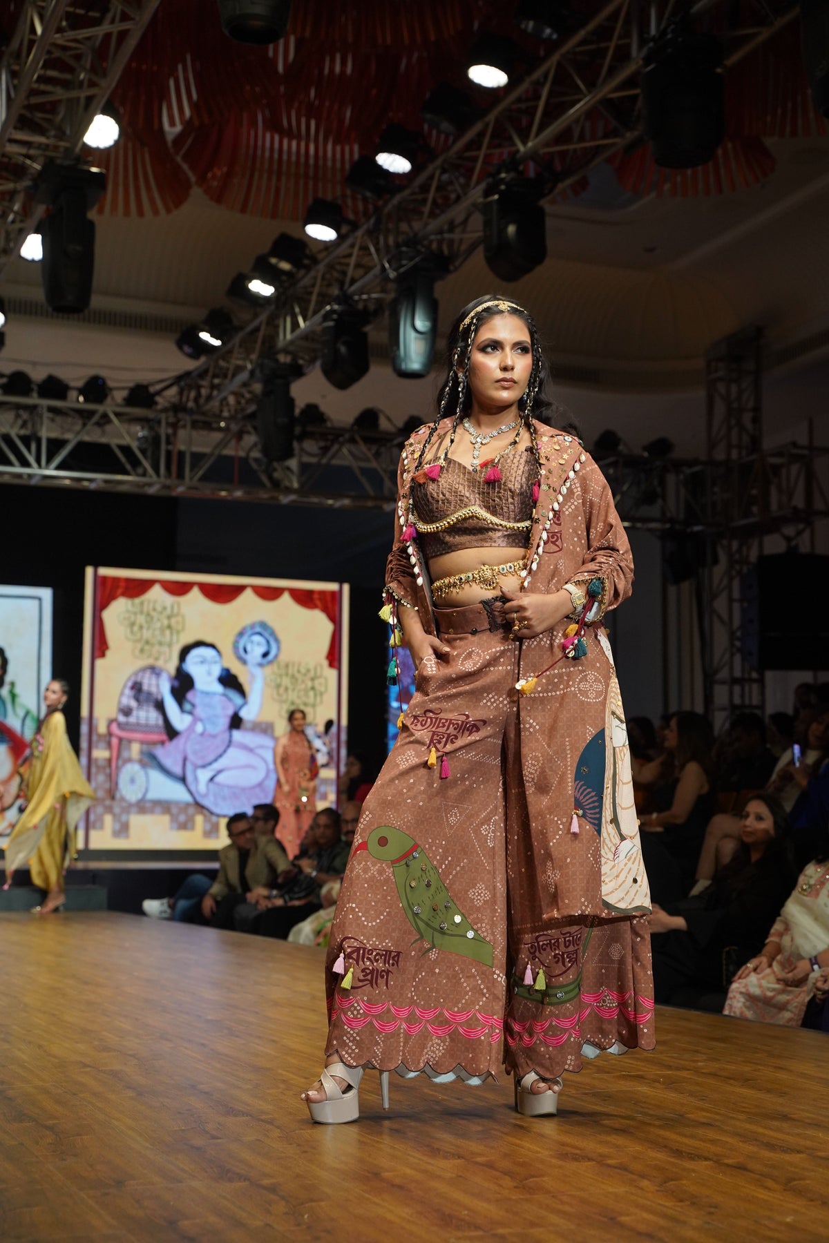 Brown Kalighat Indian Print Co-Ord Set - Charkha TalesBrown Kalighat Indian Print Co-Ord Set