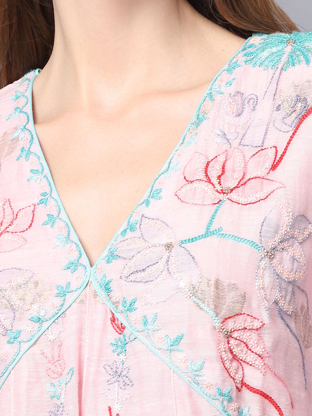 Chanderi Butti Sharara Set of 3 - Light Pink - Charkha TalesChanderi Butti Sharara Set of 3 - Light Pink