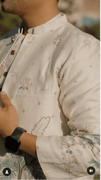 Chanderi Chikan Men Kurta Set of 3 - Off White - Charkha TalesChanderi Chikan Men Kurta Set of 3 - Off White