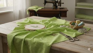 Check Cotton Fabric -  Light Green