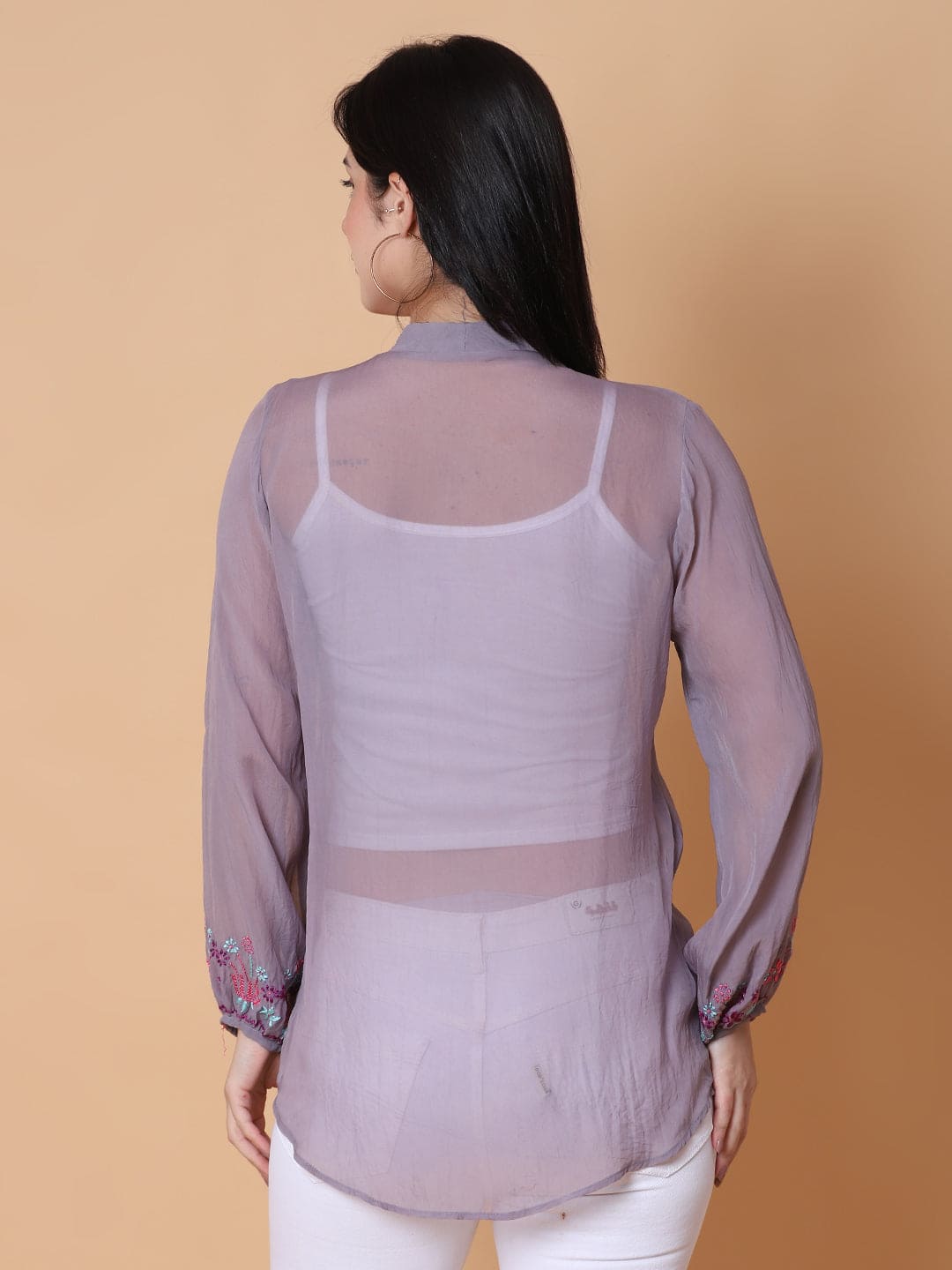 Chikan Women Top - Purple - Charkha TalesChikan Women Top - Purple