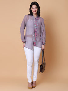 Chikan Women Top  -  Purple...