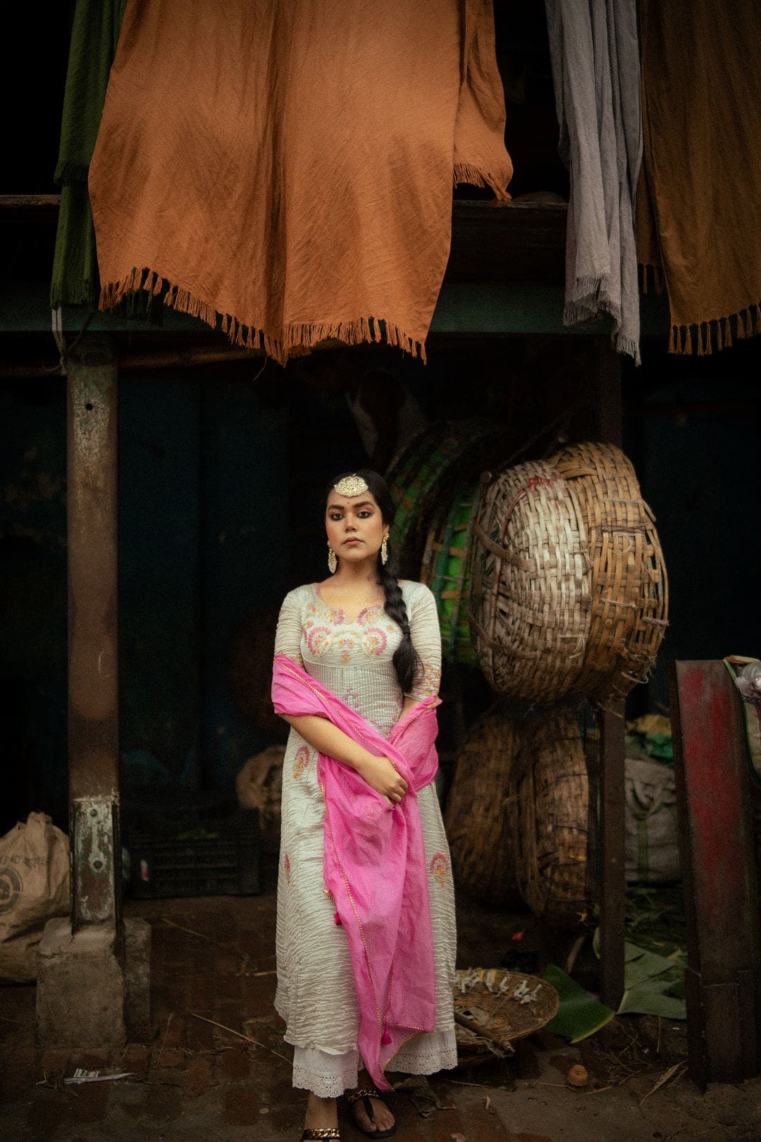 Chikankari Shimmer Kurta Set - Grey - Charkha TalesChikankari Shimmer Kurta Set - Grey