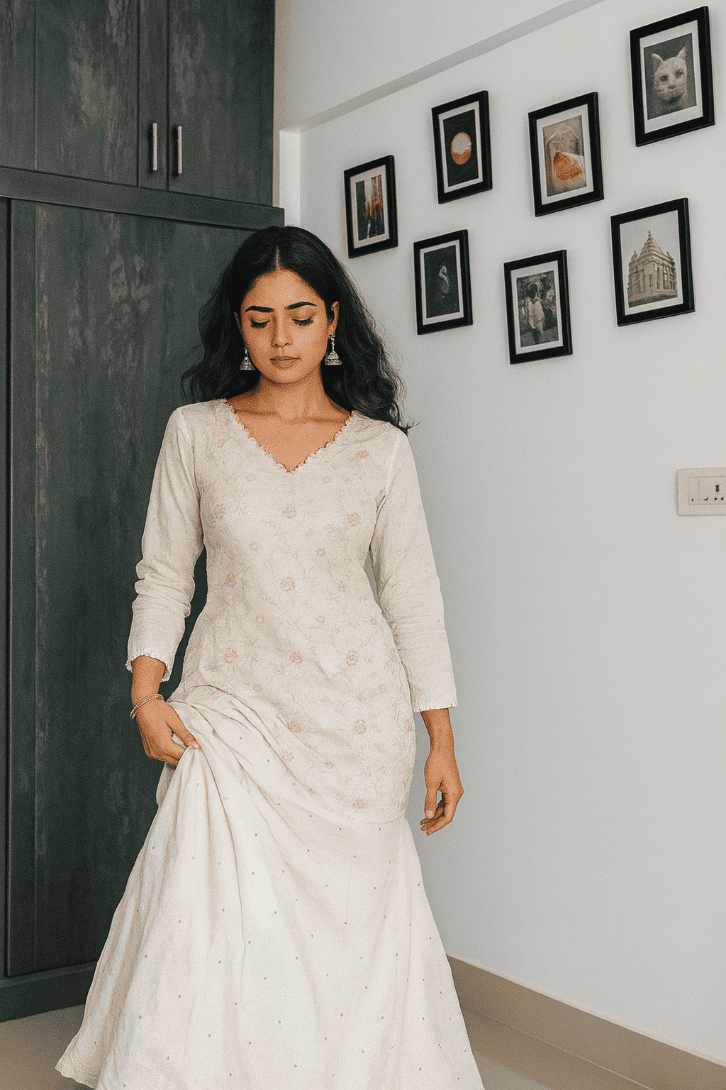 Chikankari Top & Mukaish Skirt - Off White - Charkha TalesChikankari Top & Mukaish Skirt - Off White