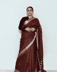 Brown Silk Chanderi Saree