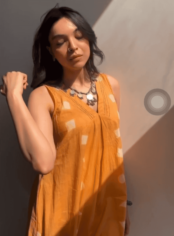 Clamp Dye Dress - Rust Orange - Charkha TalesClamp Dye Dress - Rust Orange