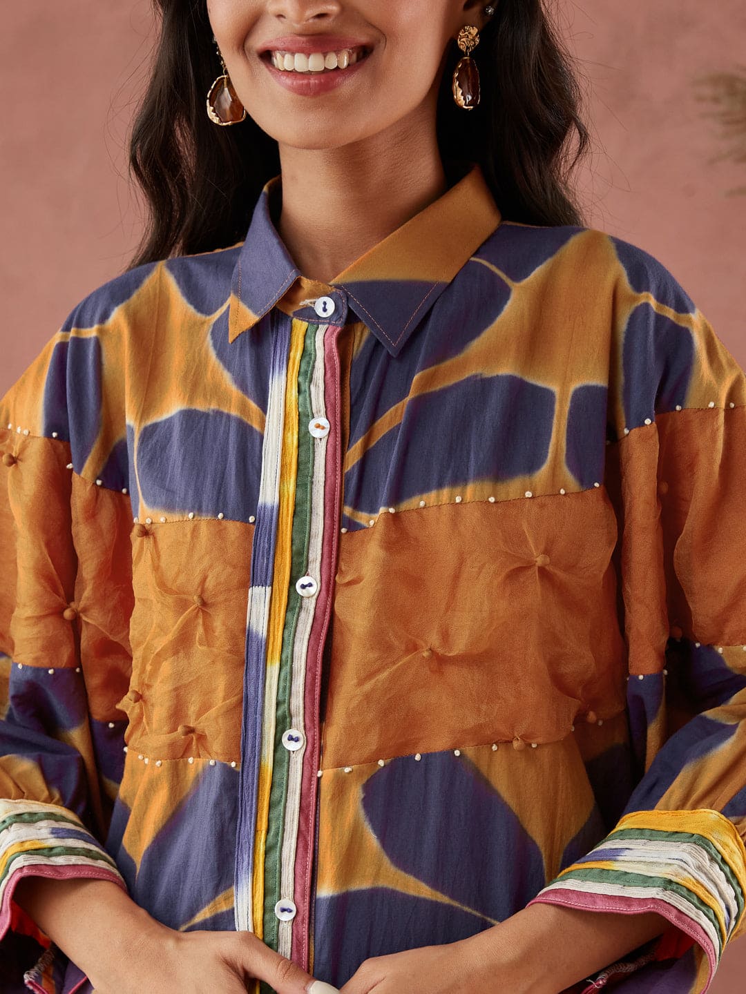 Clamp Dyed Co - Ord Set - Voilet - Charkha TalesClamp Dyed Co - Ord Set - Voilet