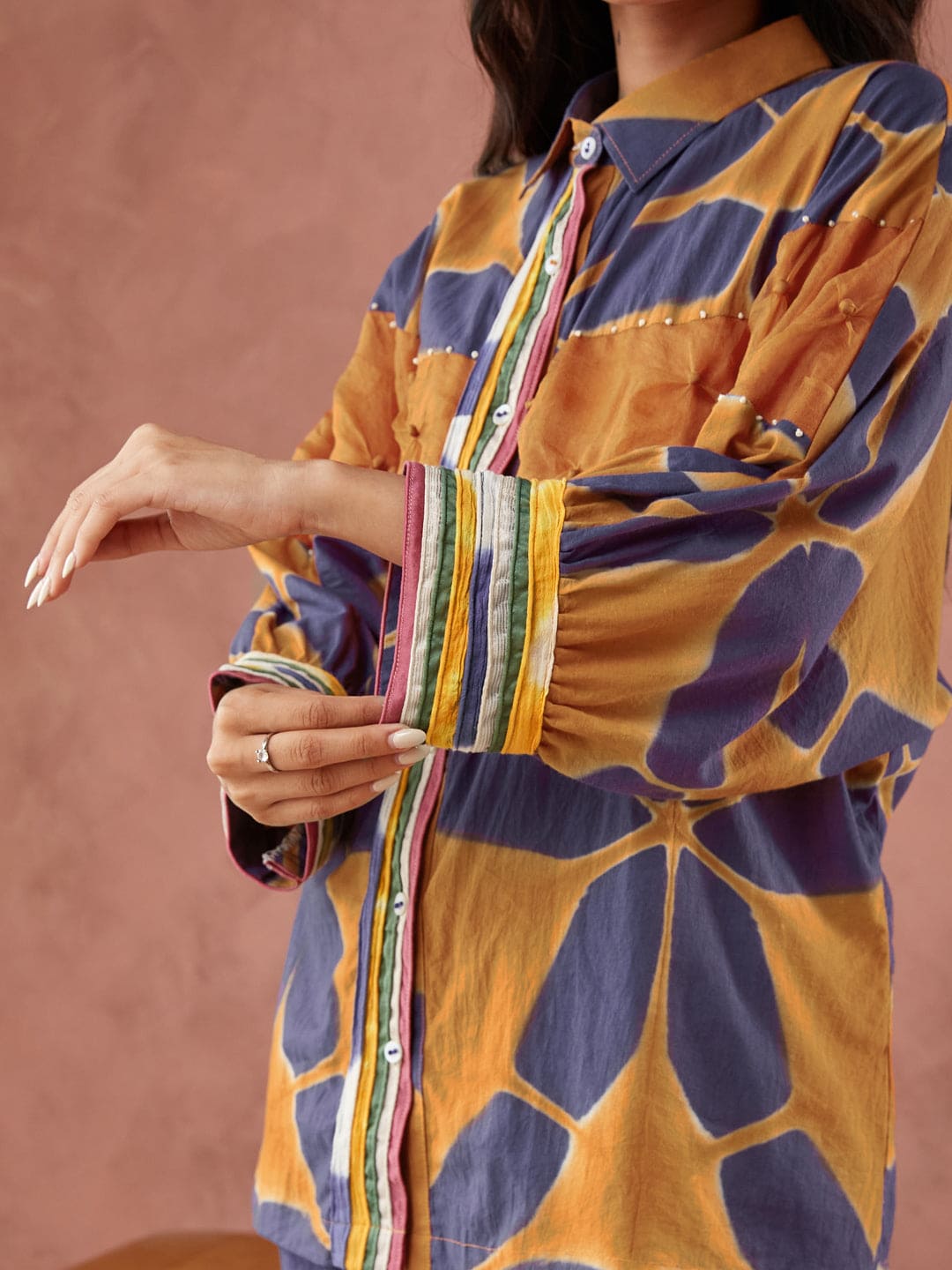 Clamp Dyed Co - Ord Set - Voilet - Charkha TalesClamp Dyed Co - Ord Set - Voilet