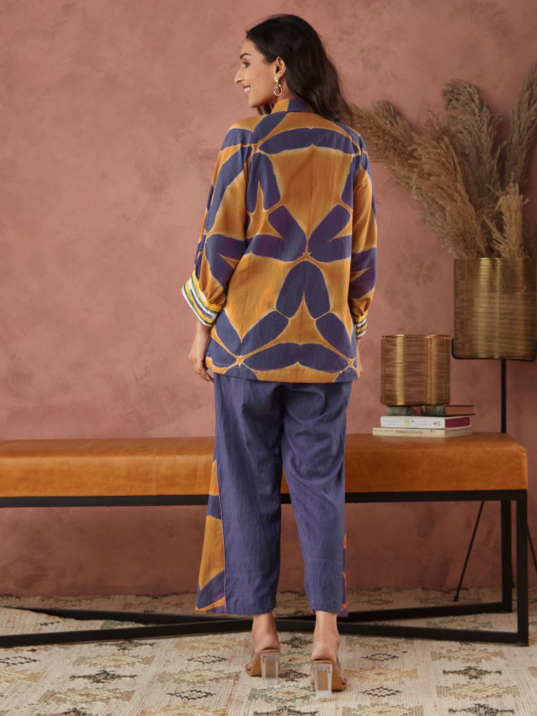 Clamp Dyed Co - Ord Set - Voilet - Charkha TalesClamp Dyed Co - Ord Set - Voilet