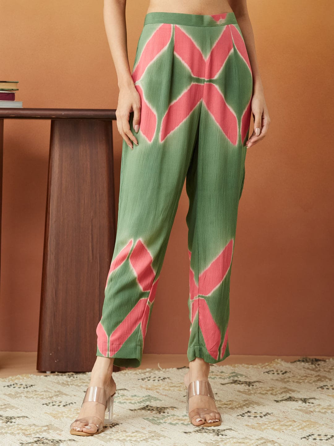 Clamp Dyed Kurta Set - Green - Charkha TalesClamp Dyed Kurta Set - Green