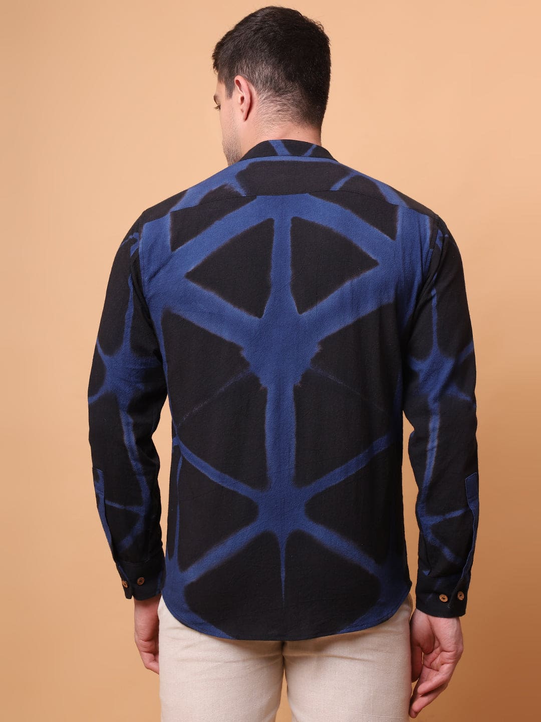 Clamp Dyed Men Shirt - Black - Charkha TalesClamp Dyed Men Shirt - Black