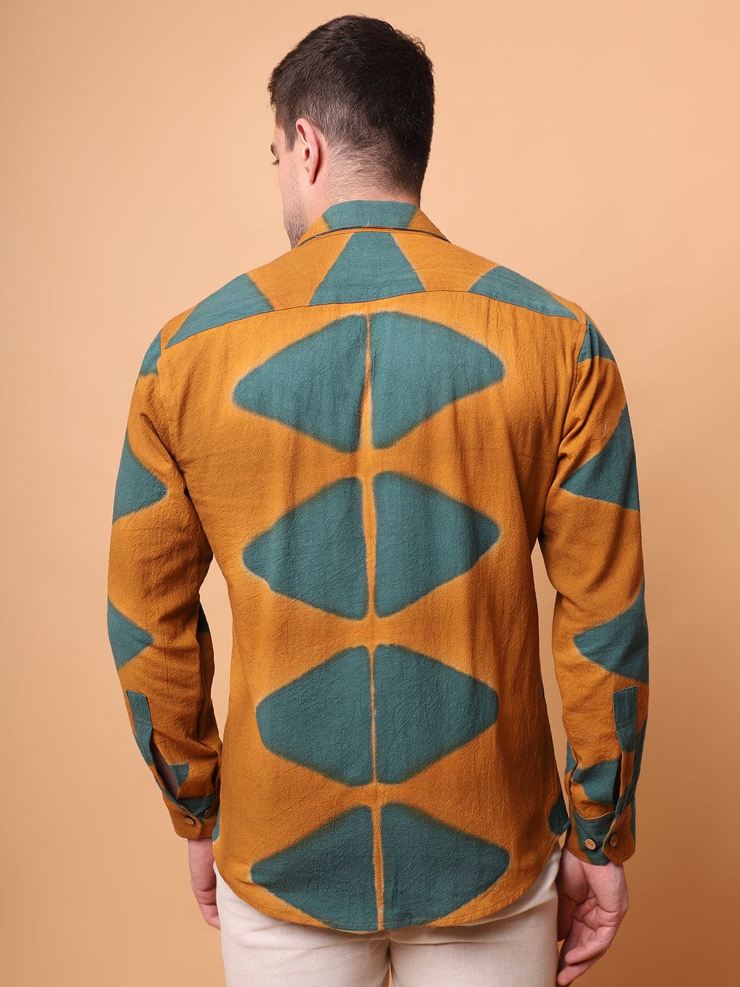 Clamp Dyed Men Shirt - Green - Charkha TalesClamp Dyed Men Shirt - Green