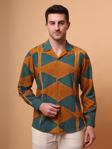 Clamp Dyed Men Shirt   -  Green