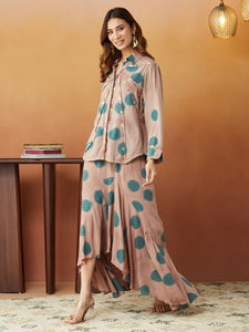 Clamp Dyed Top & Skirt - Chiku