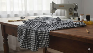 Cotton Checks Fabric  -  Black