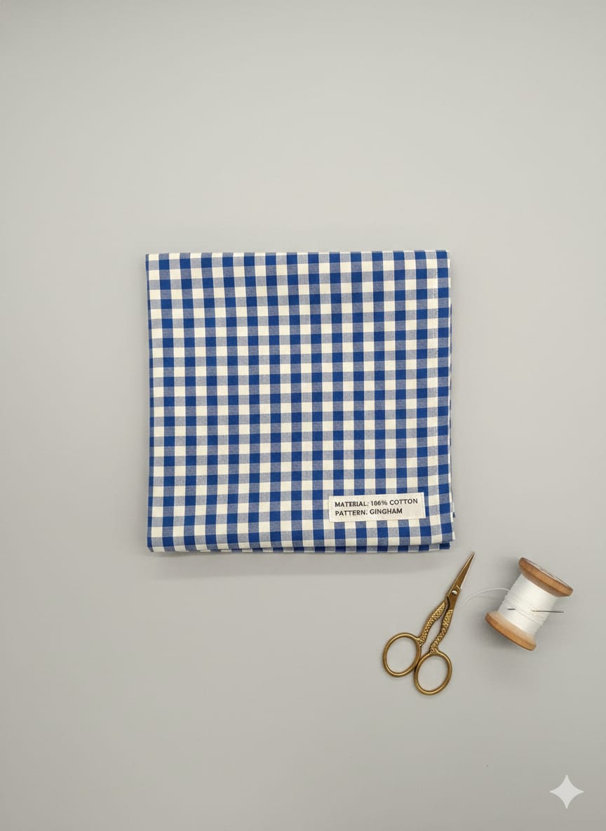 Cotton Checks Fabric - Blue - Charkha TalesCotton Checks Fabric - Blue