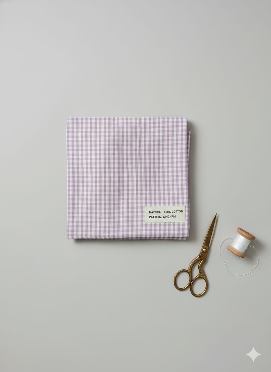 Cotton Checks fabric - Light Purple - Charkha TalesCotton Checks fabric - Light Purple