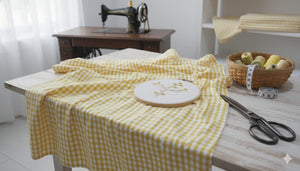 Cotton Checks Fabric -  Yellow