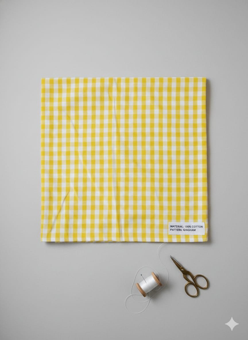 Cotton Checks Fabric - Yellow - Charkha TalesCotton Checks Fabric - Yellow