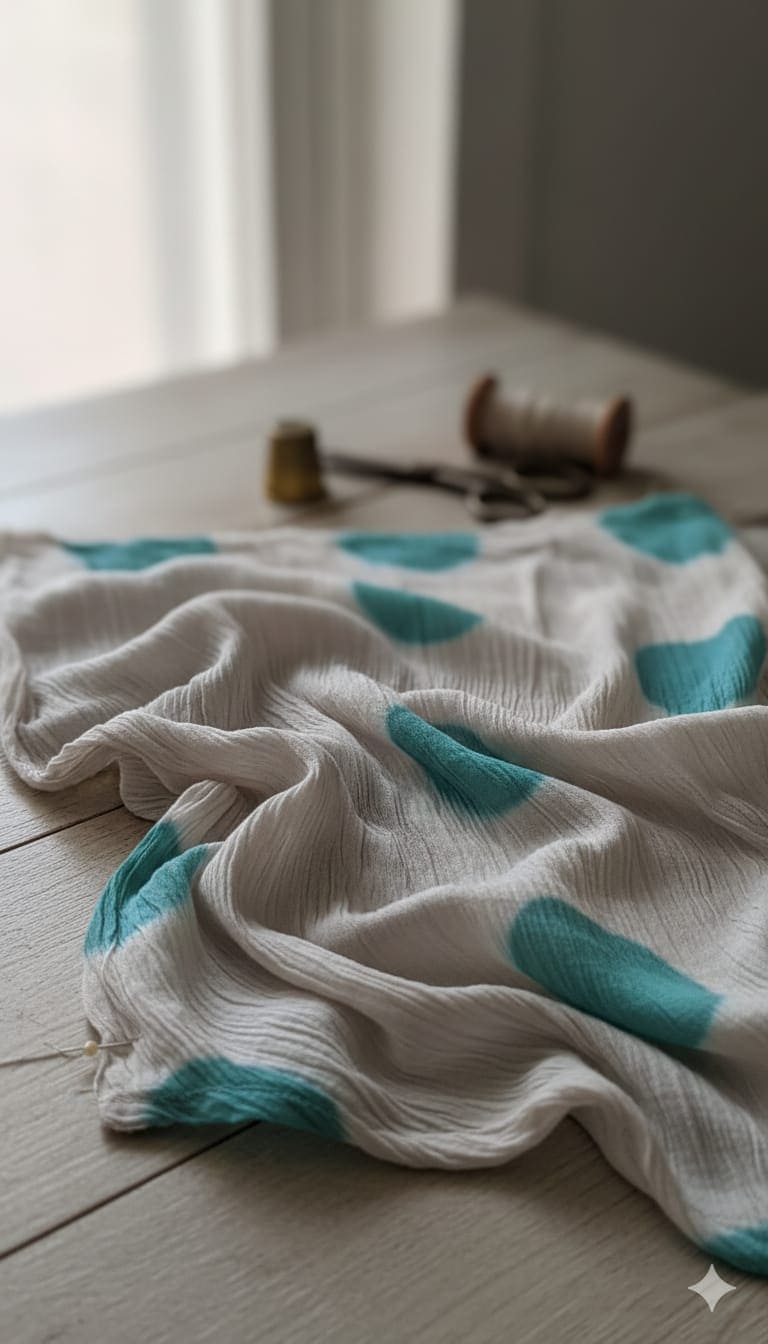 Crush Cotton Clamp Dye Fabric - Beige - Charkha TalesCrush Cotton Clamp Dye Fabric - Beige