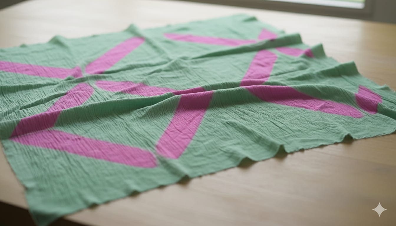 Crush Cotton Clamp Dye Fabric - Green - Charkha TalesCrush Cotton Clamp Dye Fabric - Green